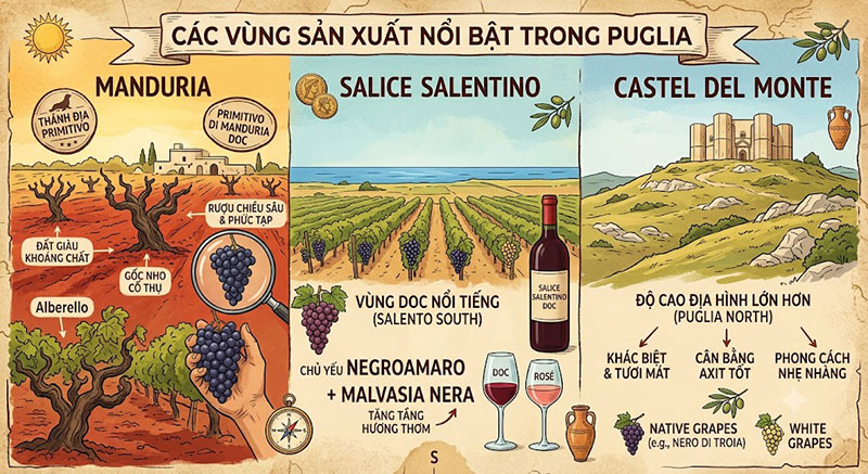 Các Vùng Sản Xuất Vang Tại Puglia