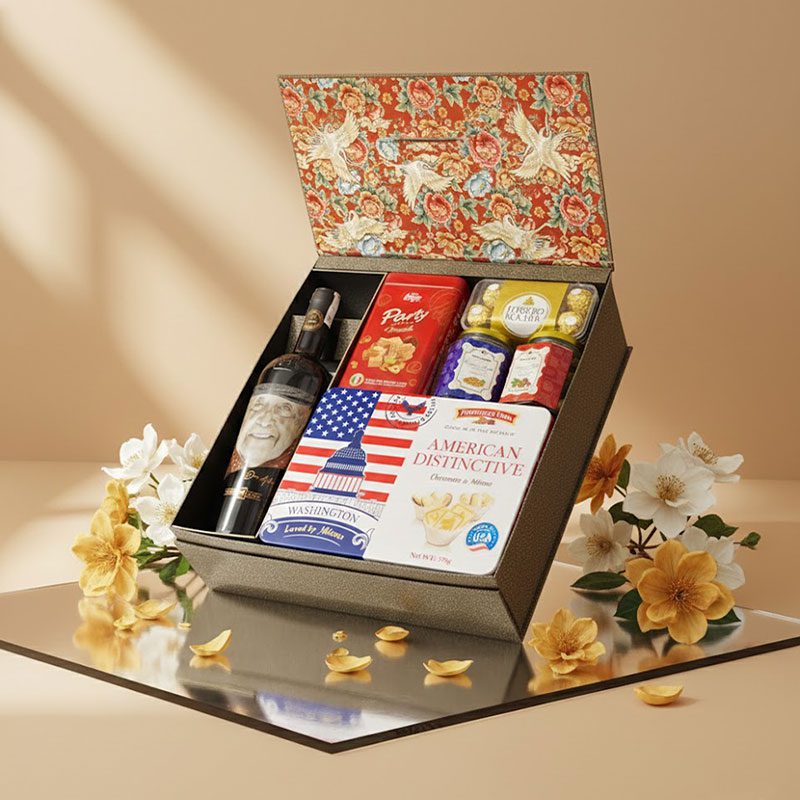 Hộp Quà Bánh Kẹo Và Rượu Vang