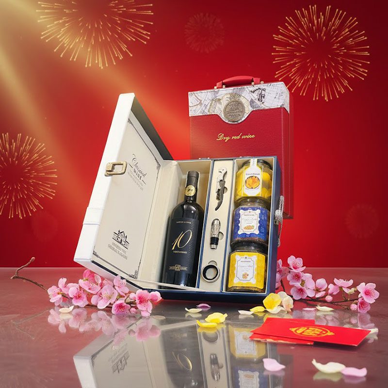 Quà Tết Rượu Vang Và Hũ Hạt Organic