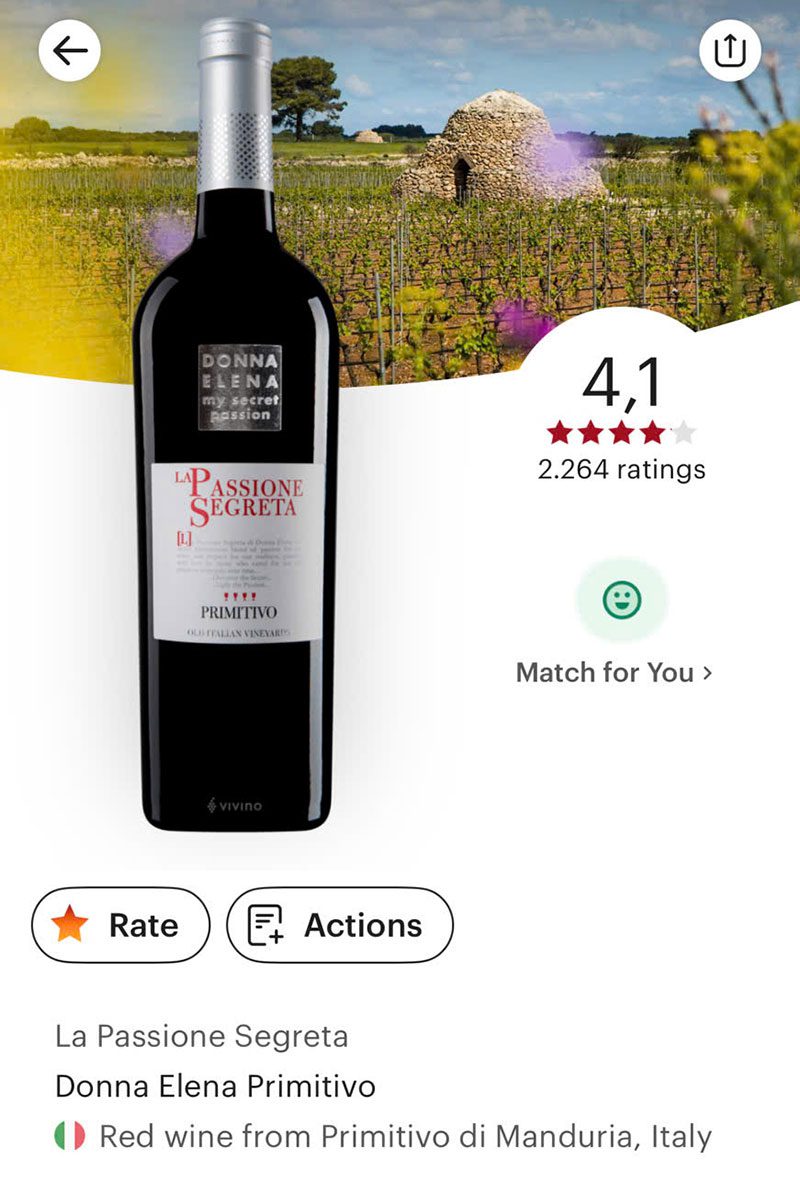 Donna Elena Primitivo La Passione Segreta Trên Vivino