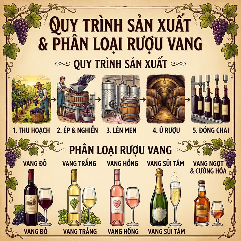 Sản xuất và phân loại rượu vang