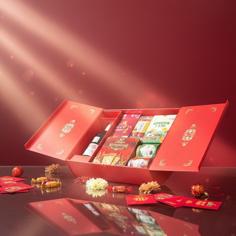 Quà Bánh Kẹo Hộp Đỏ May Mắn