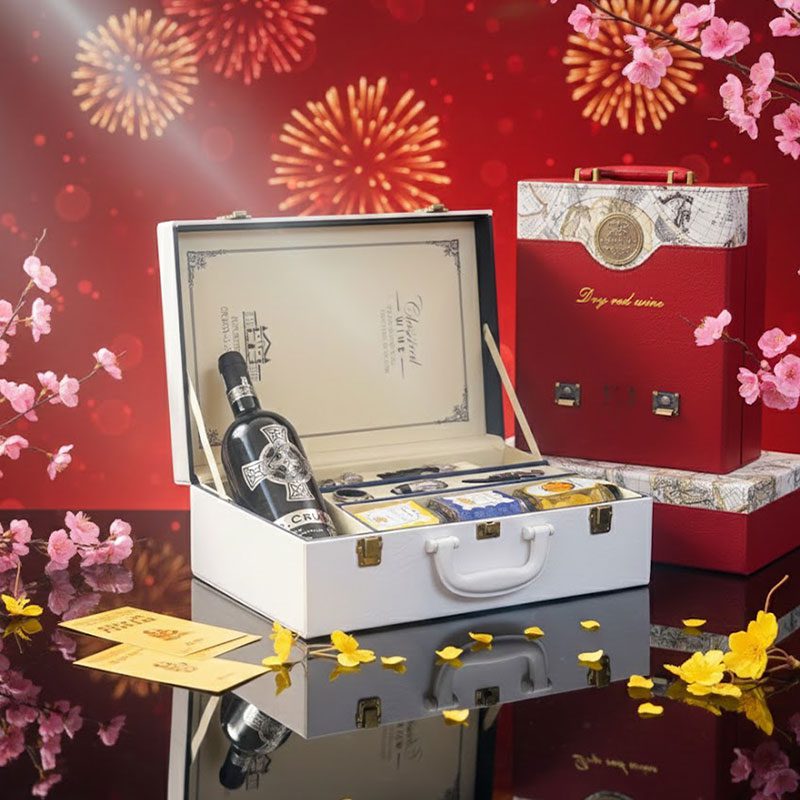 Mẫu Quà Tết Rượu Vang Sành Điệu