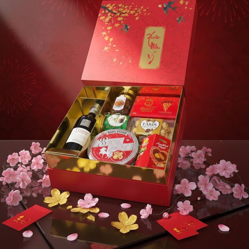 Combo Quà Tết Bánh Kẹo Rượu Vang