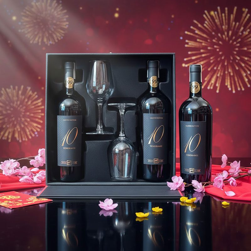 Hộp Quà Tết Rượu Vang Nhập 2 Chai