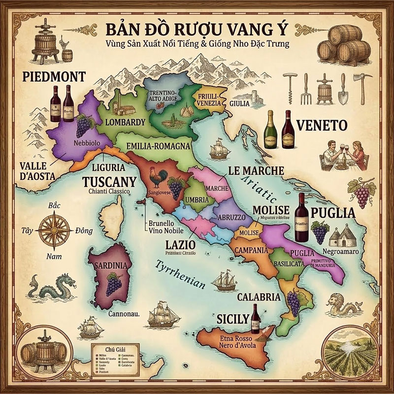 Các Vùng Vang Nổi Tiếng Của Ý