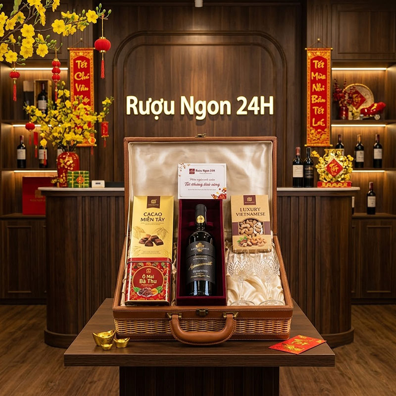 Mẫu quà Tết rượu vang Ý thượng hạng