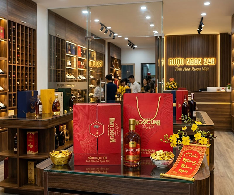 Phần quà rượu sâm Ngọc Linh xịn